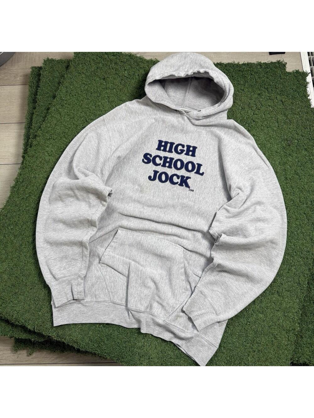 Steve And Barrys ‘High School Jock’ Hoodie Grey Men XXL Fleece Y2K Vintage Relax
